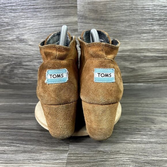 Toms Brown Suede Lace Up‎ Wedge Booties Women's Shoes Size 11 - Picture 4 of 9